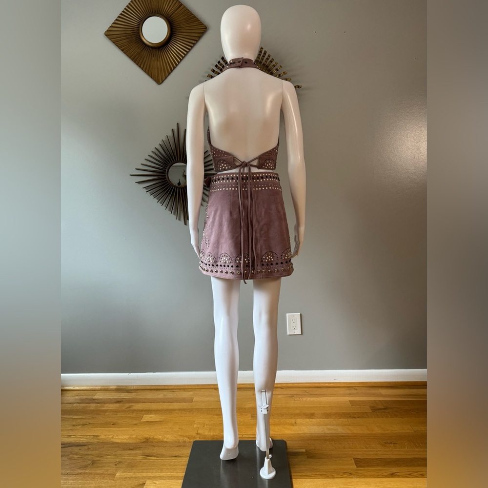 Nasty Gal - Lilac Sisters of the Moon Studded Suede Skirt & Top Set - Picture 10 of 17